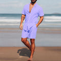 Breathable Hawaiian Men Beach  two piece set