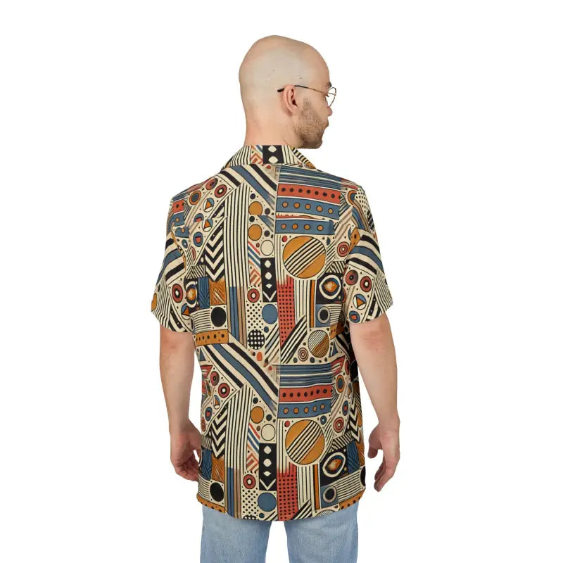 Geometric Hawaiian Button-Down Shirt - Summer Comfort - DipaliZ