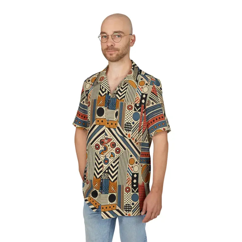 Geometric Hawaiian Button-Down Shirt - Summer Comfort - DipaliZ